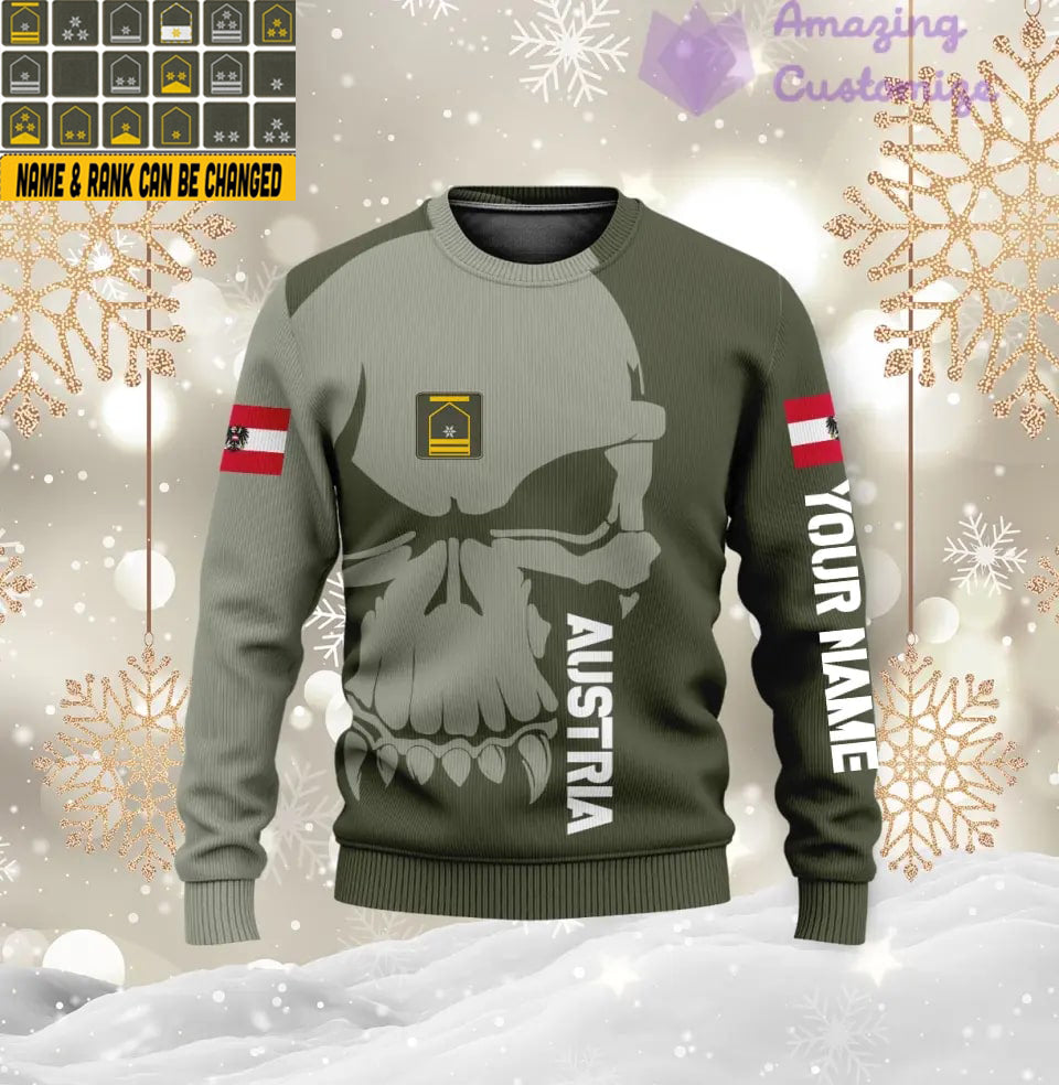 Personalized Austrian Soldier/ Veteran Camo With Name And Rank Ugly Sweater 3D Printed - 1602240001