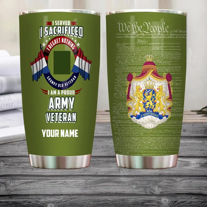 Personalized Netherlands Veteran/ Soldier With Rank And Name Camo Tumbler - 2202240001