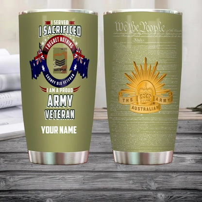 Personalisierter australischer Veteran/Soldat mit Rang und Namen, Camouflage-Becher – 2202240001