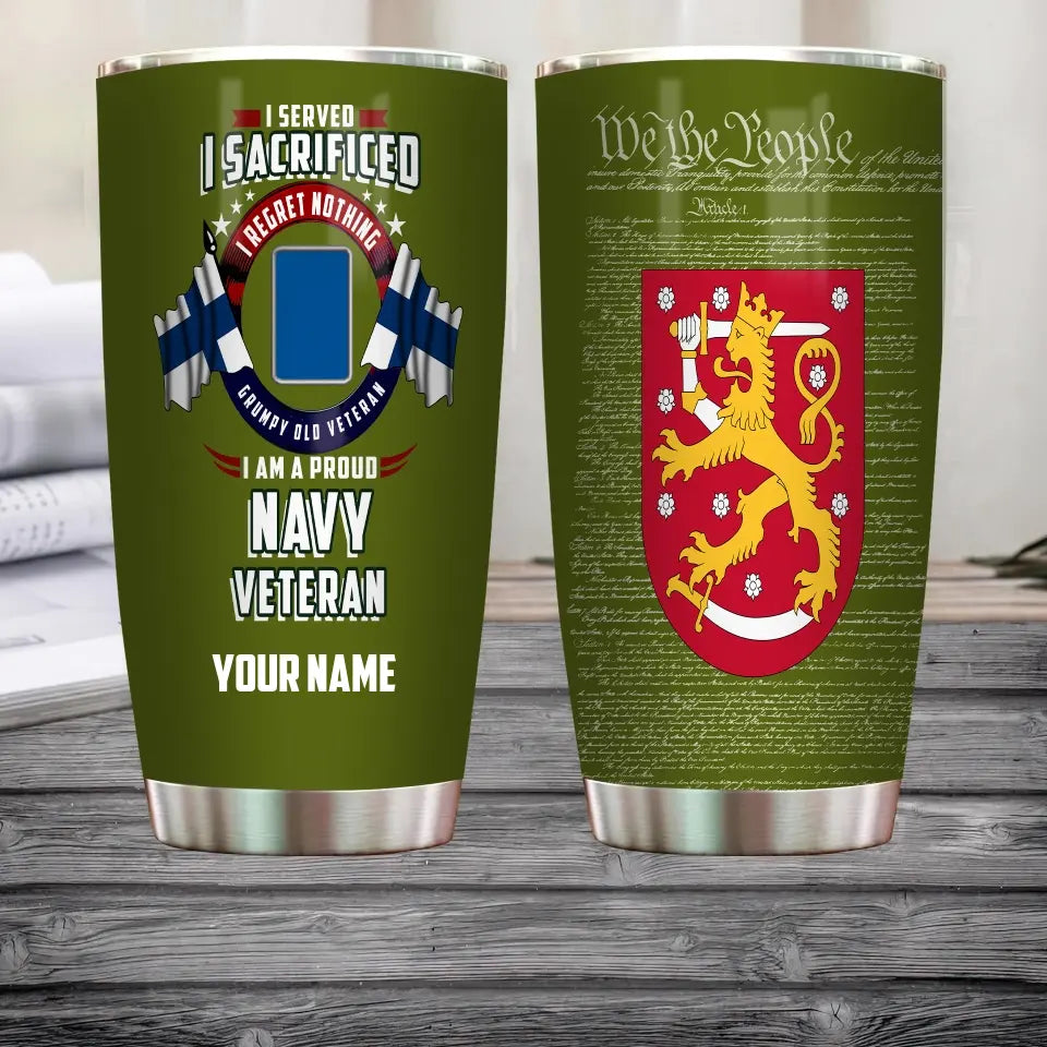 Personalisierter finnischer Veteran/Soldat mit Rang und Namen, Camouflage-Becher – 2202240001