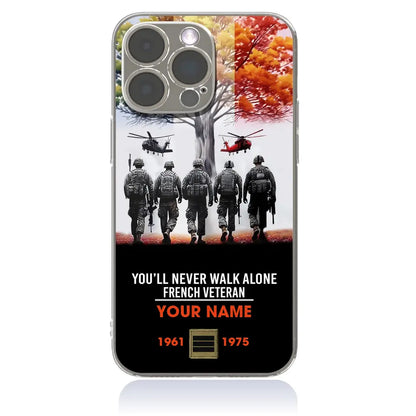 Coque de téléphone personnalisée pour soldat/vétéran de la France avec grade, année et nom imprimés - 2302240001