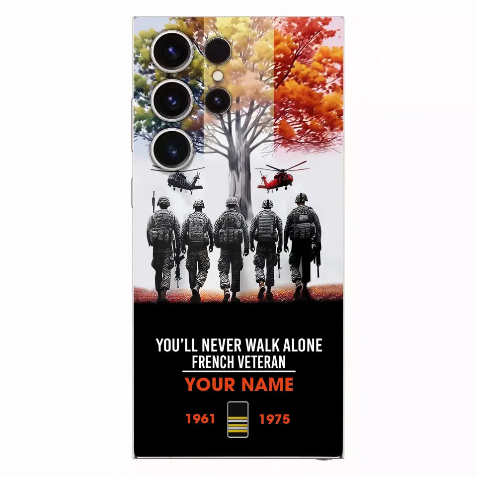 Coque de téléphone personnalisée pour soldat/vétéran de la France avec grade, année et nom imprimés - 2302240001