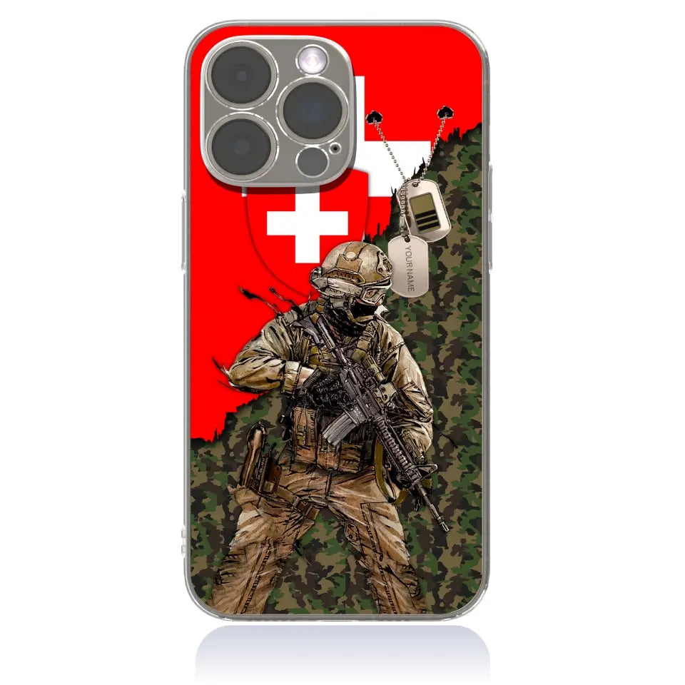 Personalized Swiss Soldier/Veterans With Rank And Name Phone Case Printed - 2602240001