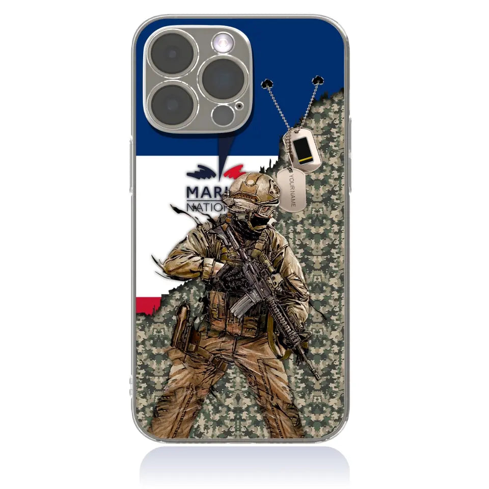 Coque de téléphone personnalisée pour soldat/ancien combattant français avec rang et nom imprimés - 2602240001