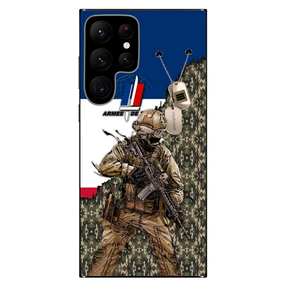 Coque de téléphone personnalisée pour soldat/ancien combattant français avec rang et nom imprimés - 2602240001