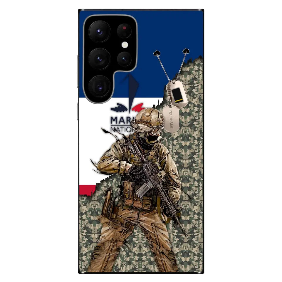 Coque de téléphone personnalisée pour soldat/ancien combattant français avec rang et nom imprimés - 2602240001