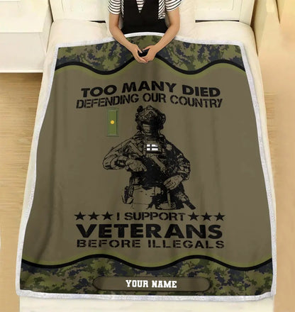 Couverture polaire personnalisée avec camouflage soldat/vétéran finlandais avec nom et grade, imprimée en 3D - 2102240001