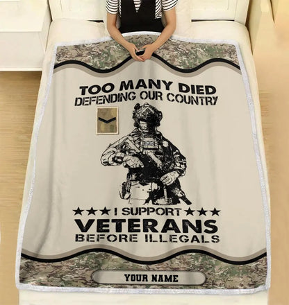 Personalized UK Soldier/ Veteran Camo With Name And Rank Fleece Blanket 3D Printed - 2102240001