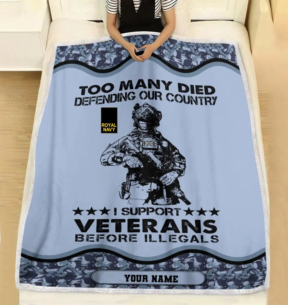 Personalisierte Fleecedecke mit Camouflage-Muster für britische Soldaten/Veteranen mit Namen und Rang, 3D-Druck – 2102240001