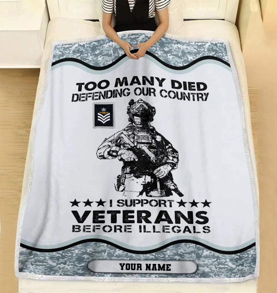 Personalized UK Soldier/ Veteran Camo With Name And Rank Fleece Blanket 3D Printed - 2102240001