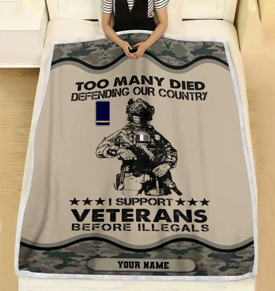 Couverture polaire personnalisée avec camouflage soldat/vétéran de la France avec nom et grade, imprimée en 3D - 2102240001