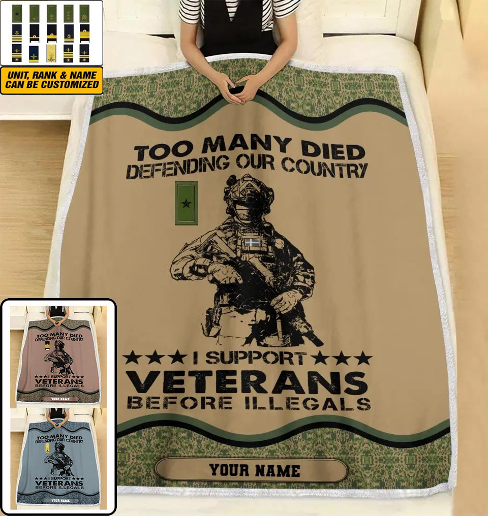 Personalized Sweden Soldier/ Veteran Camo With Name And Rank Fleece Blanket 3D Printed - 2102240001