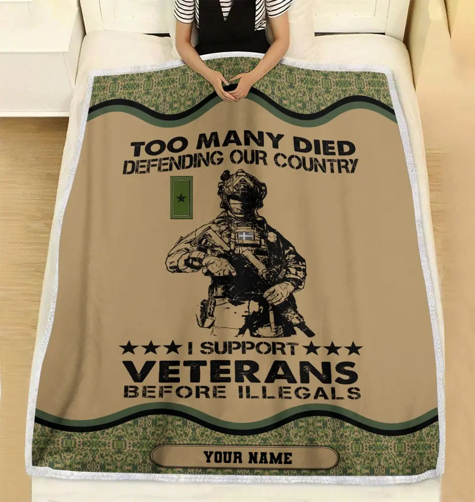 Couverture polaire personnalisée avec camouflage soldat/vétéran suédois avec nom et grade, imprimée en 3D - 2102240001