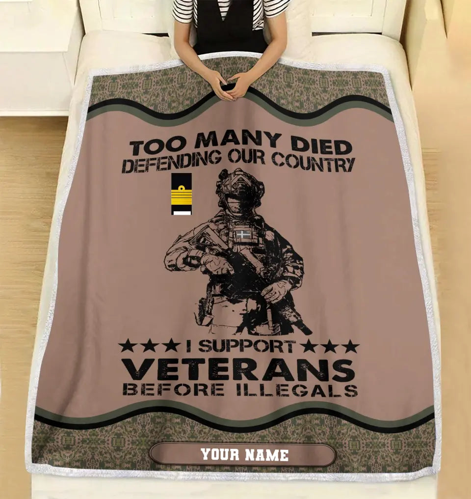 Personalized Sweden Soldier/ Veteran Camo With Name And Rank Fleece Blanket 3D Printed - 2102240001