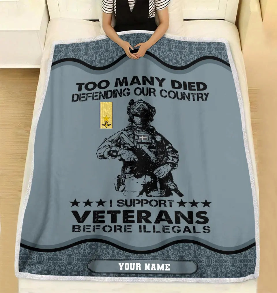 Personalisierter schwedischer Soldat/Veteran, Camouflage mit Namen und Rang, Fleecedecke, 3D-Druck – 2102240001