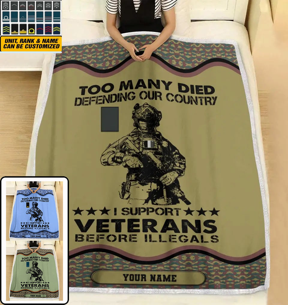 Couverture polaire personnalisée avec camouflage soldat/vétéran belge avec nom et grade, imprimée en 3D - 2102240001