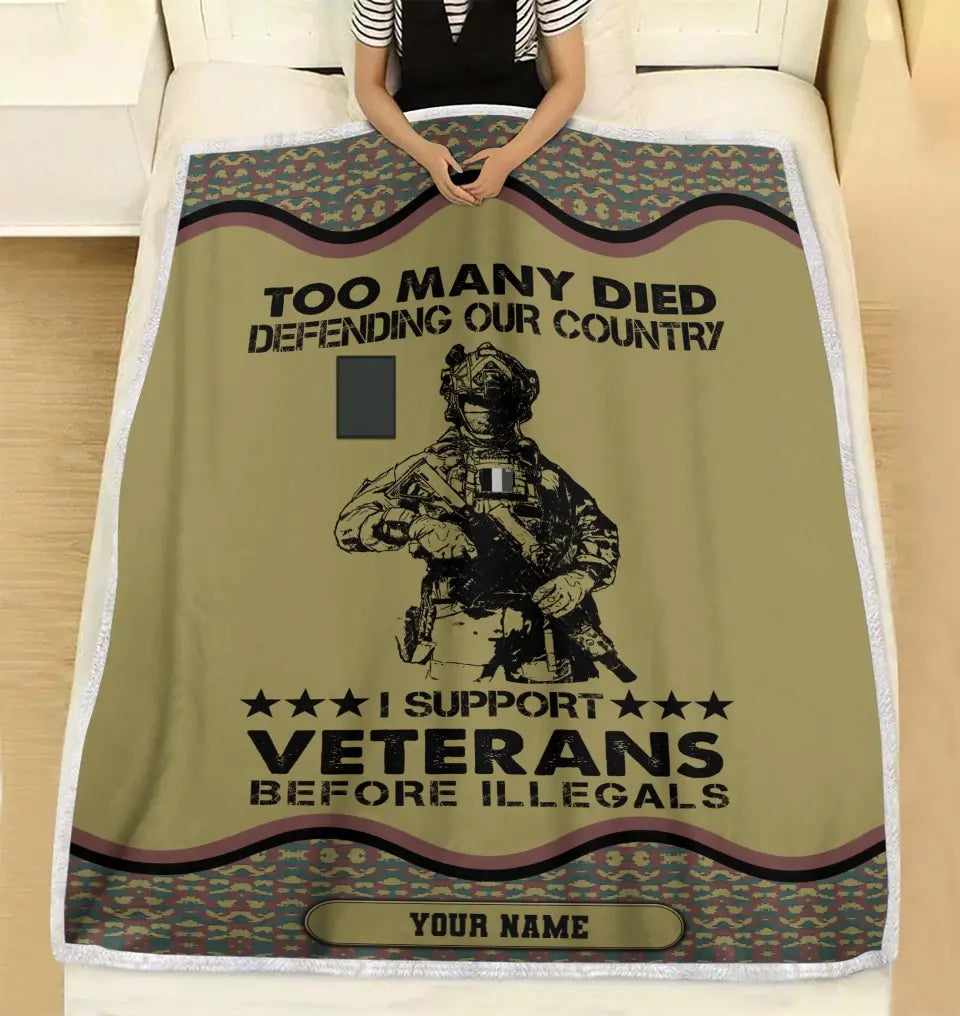 Couverture polaire personnalisée avec camouflage soldat/vétéran belge avec nom et grade, imprimée en 3D - 2102240001