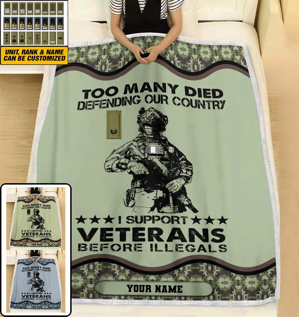 Personalized Ireland Soldier/ Veteran Camo With Name And Rank Fleece Blanket 3D Printed - 2102240001