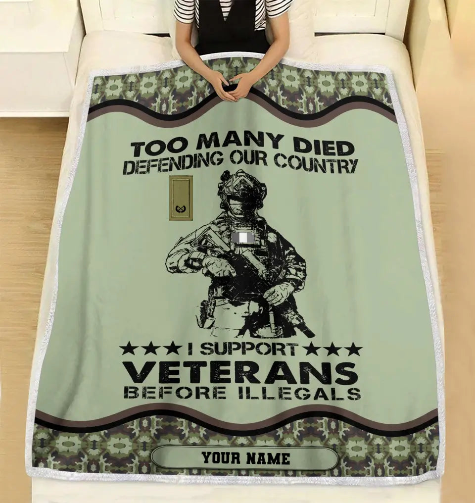 Personalized Ireland Soldier/ Veteran Camo With Name And Rank Fleece Blanket 3D Printed - 2102240001