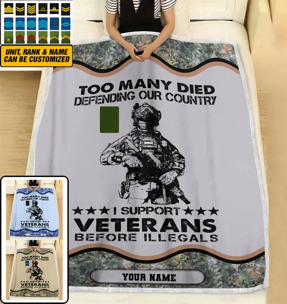 Personalisierte Fleecedecke mit Camouflage-Muster für niederländische Soldaten/Veteranen mit Namen und Rang, 3D-Druck – 2102240001