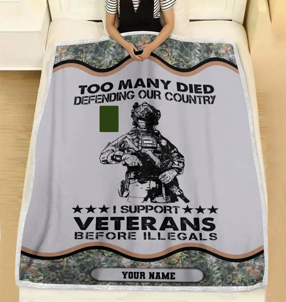 Personalisierte Fleecedecke mit Camouflage-Muster für niederländische Soldaten/Veteranen mit Namen und Rang, 3D-Druck – 2102240001