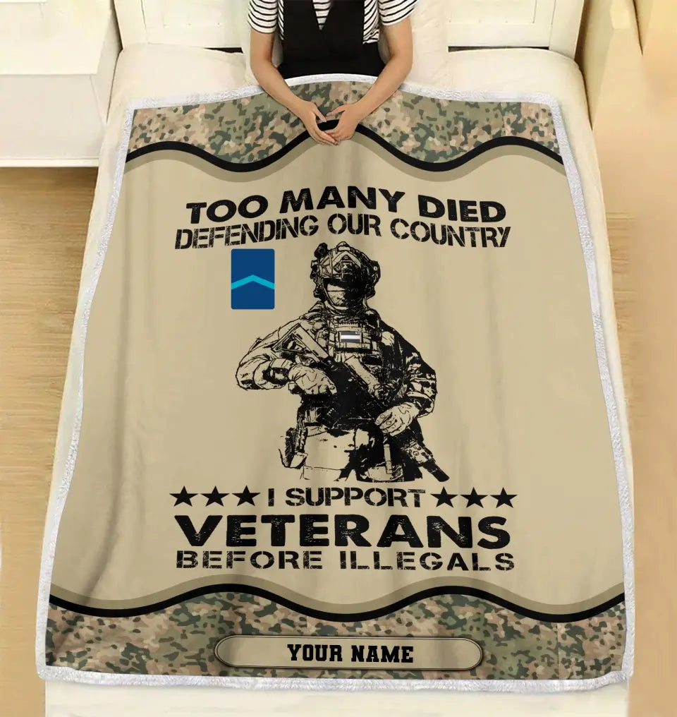 Personalisierte Fleecedecke mit Camouflage-Muster für niederländische Soldaten/Veteranen mit Namen und Rang, 3D-Druck – 2102240001