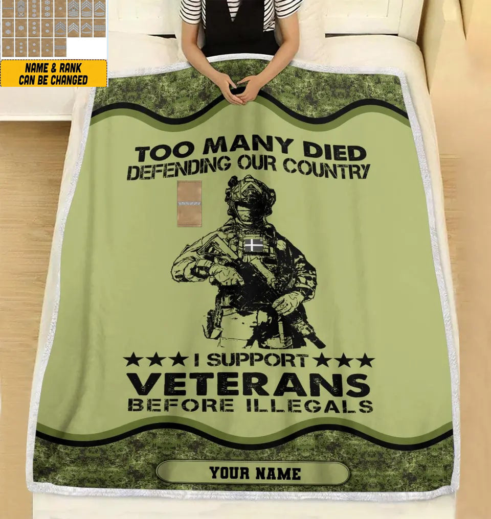 Personalized Denmark Solider/ Veteran Camo With Name And Rank Fleece Blanket 3D Printed - 2102240001