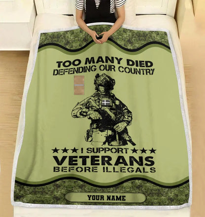 Personalized Denmark Solider/ Veteran Camo With Name And Rank Fleece Blanket 3D Printed - 2102240001