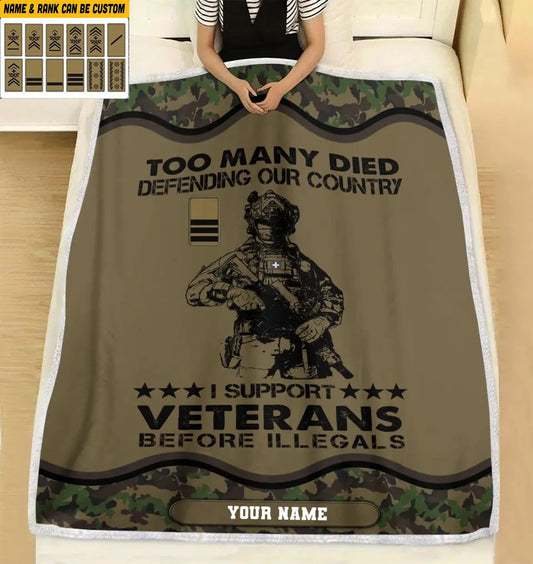 Personalized Swiss Solider/ Veteran Camo With Name And Rank Fleece Blanket 3D Printed - 2102240001