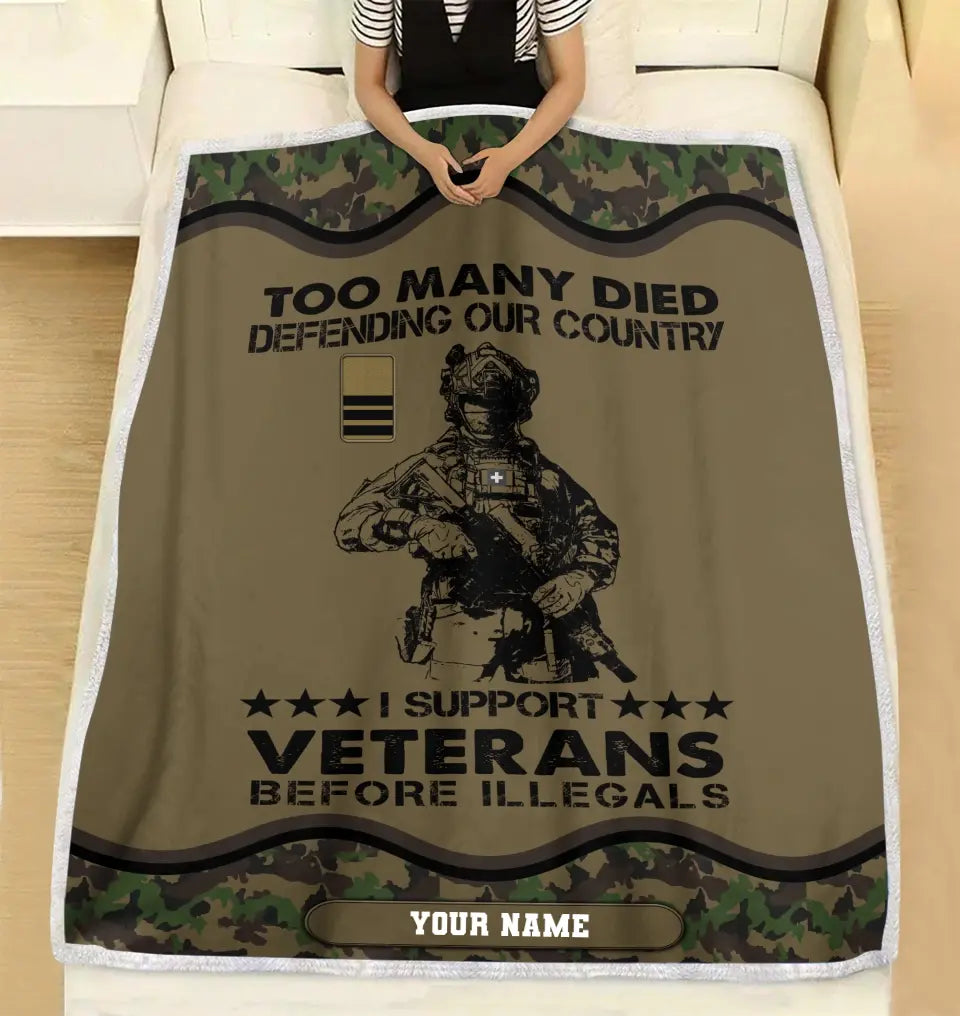 Personalized Swiss Solider/ Veteran Camo With Name And Rank Fleece Blanket 3D Printed - 2102240001