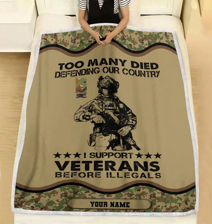 Personalisierte Fleecedecke mit Camouflage-Muster für australische Soldaten/Veteranen mit Namen und Rang, 3D-Druck – 2102240001