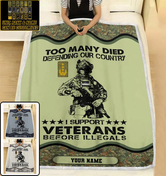 Couverture polaire personnalisée avec camouflage soldat/vétéran allemand avec nom et grade, imprimée en 3D - 2102240001