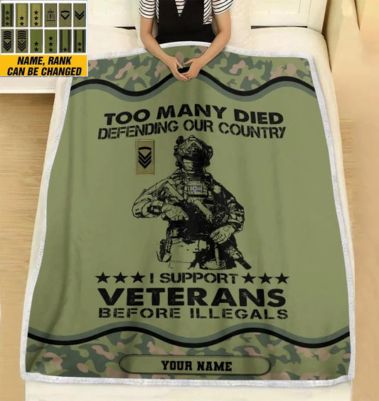 Personalisierter norwegischer Soldat/Veteran, Camouflage mit Namen und Rang, Fleecedecke, 3D-Druck – 2102240001