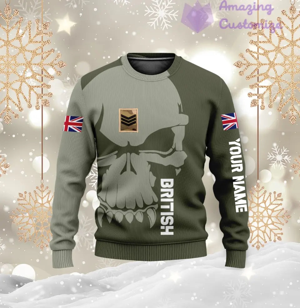 Personalized UK Soldier/ Veteran Camo With Name And Rank Ugly Sweater 3D Printed  - 1602240001