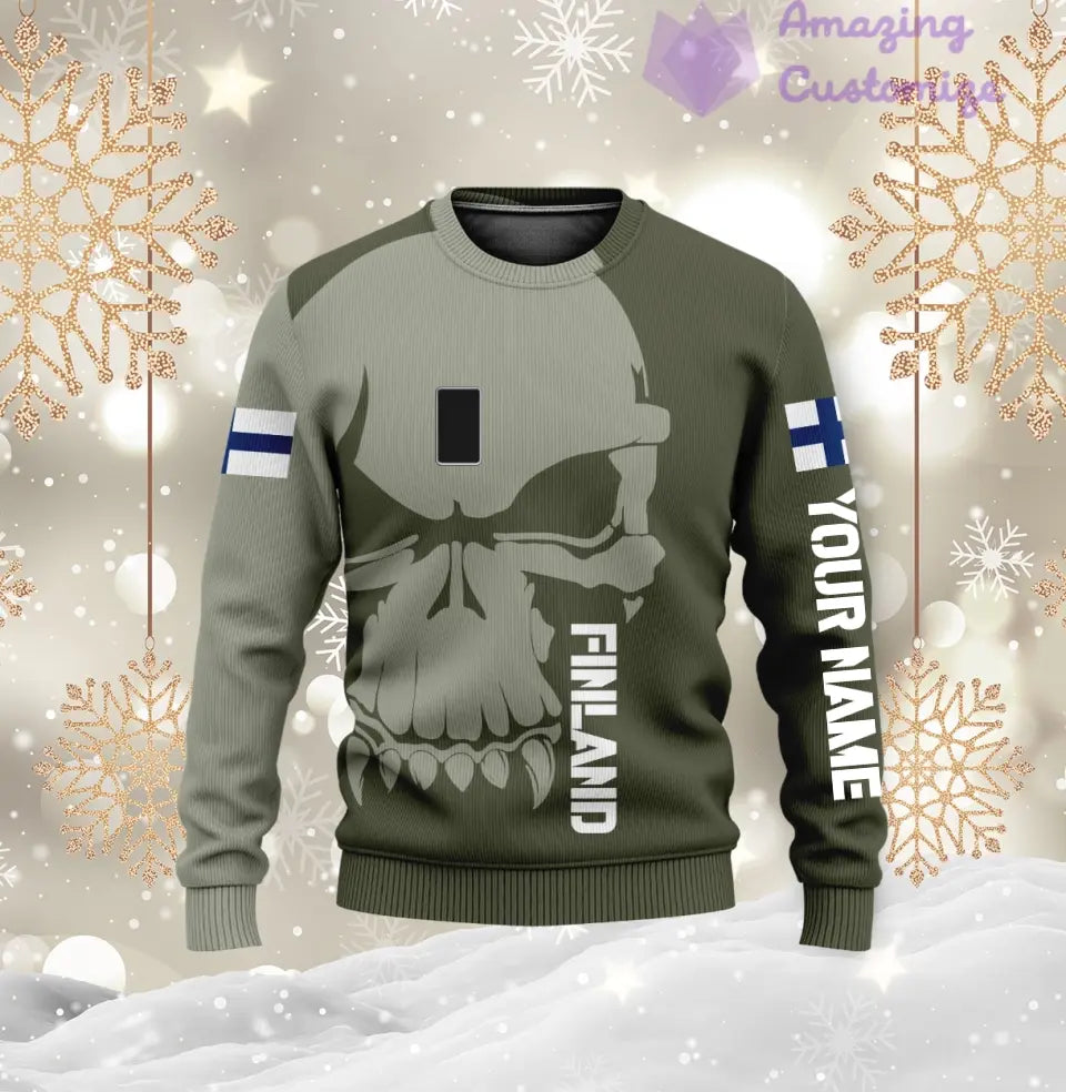 Personalisierter finnischer Soldat/Veteranen-Tarnpullover mit Namen und Rang, 3D-Druck – 1602240001