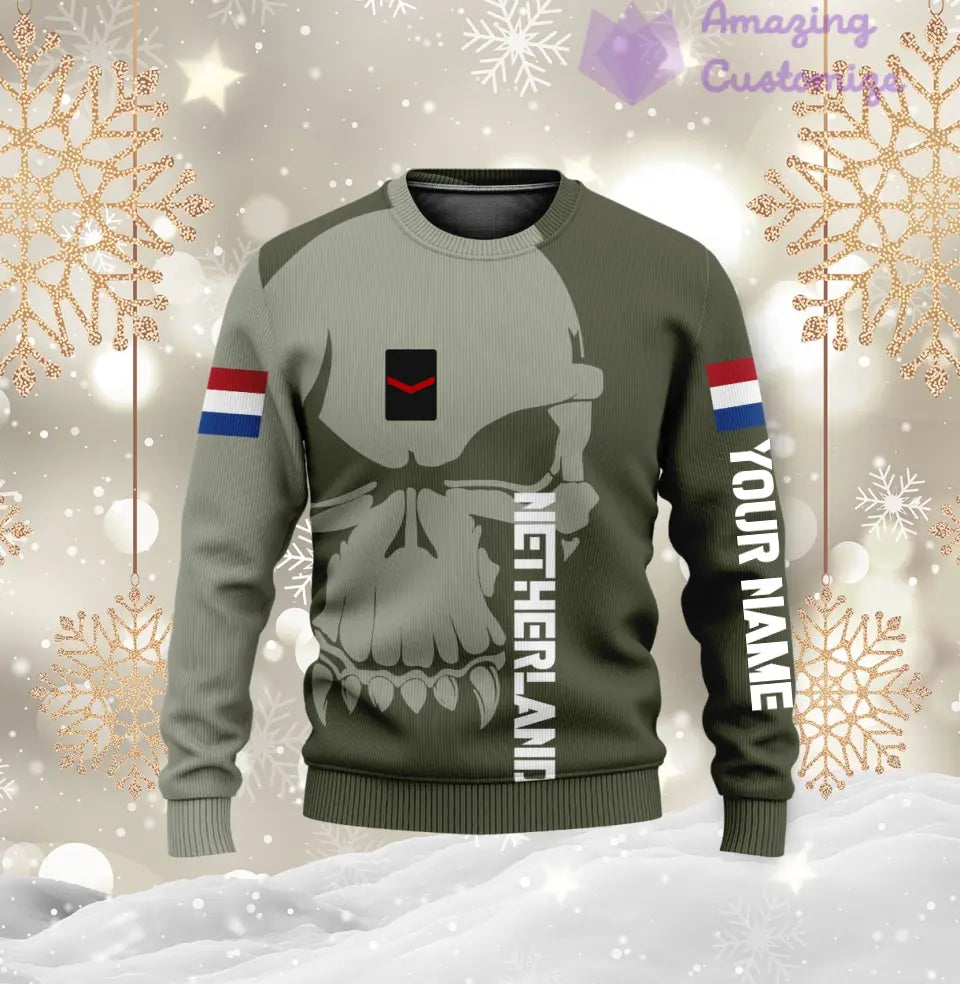 Personalisierter niederländischer Soldat/Veteranen-Tarnpullover mit Namen und Rang, 3D-Druck – 1602240001