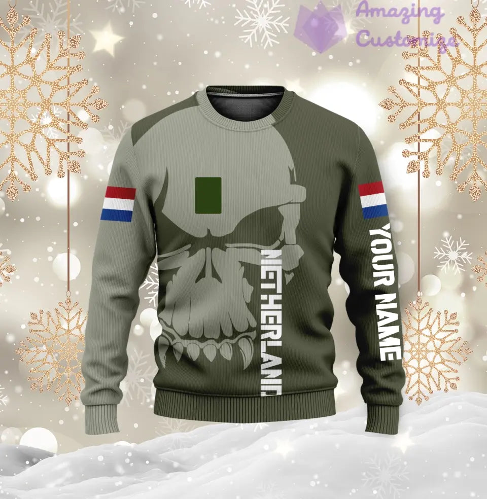 Personalisierter niederländischer Soldat/Veteranen-Tarnpullover mit Namen und Rang, 3D-Druck – 1602240001