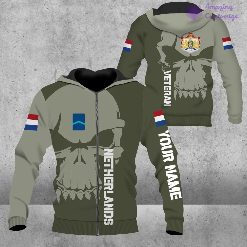 Personalisierter niederländischer Soldat/Veteranen-Tarnpullover mit Namen und Rang, 3D-Druck – 1602240001