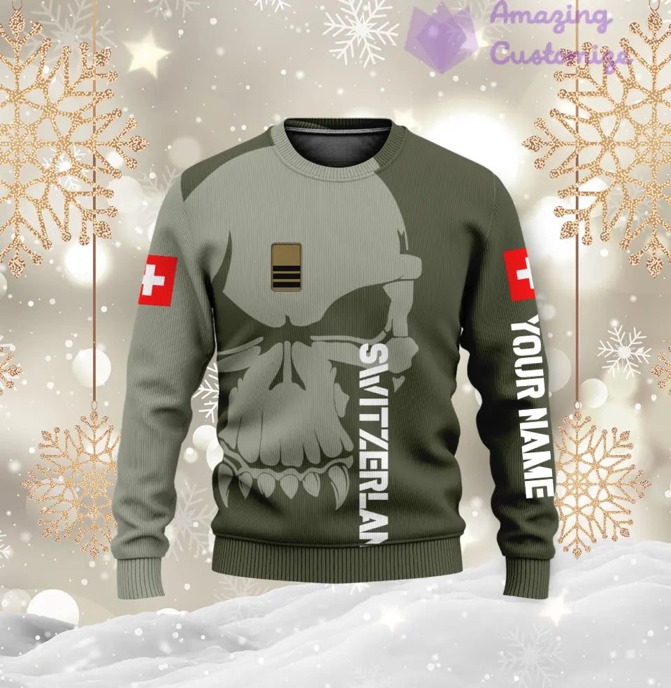 Personalized Swiss Soldier/ Veteran Camo With Name And Rank Ugly Sweater 3D Printed - 1602240001