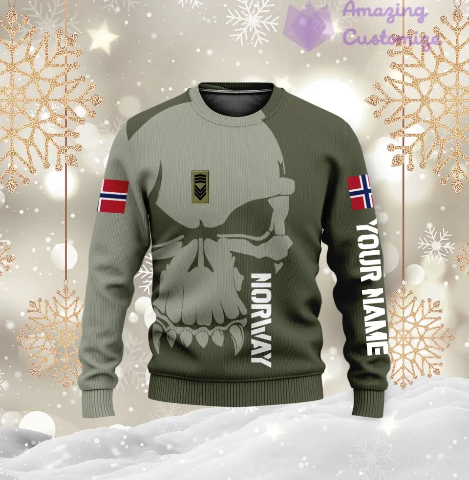 Pull moche personnalisé avec camouflage soldat/vétéran norvégien avec nom et grade imprimé en 3D - 1602240001