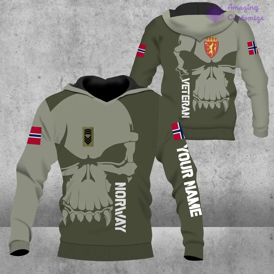 Pull moche personnalisé avec camouflage soldat/vétéran norvégien avec nom et grade imprimé en 3D - 1602240001