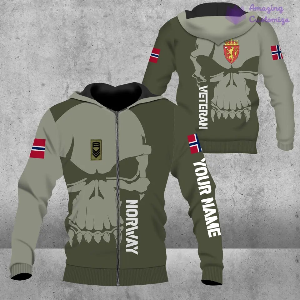 Personalisierter norwegischer Soldat/Veteranen-Tarnpullover mit Namen und Rang, 3D-Druck – 1602240001