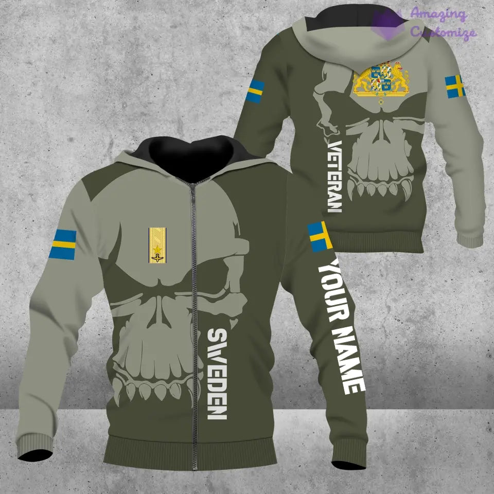 Personalized Sweden  Soldier/ Veteran Camo With Name And Rank Hawaii Shirt 3D Printed  - 1602240001