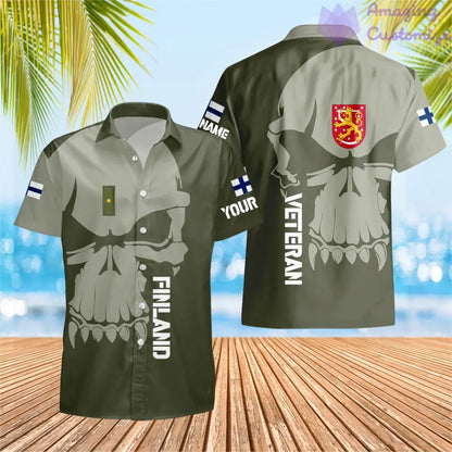 Personalized Finland Soldier/ Veteran Camo With Name And Rank Hawaii Shirt 3D Printed  - 1602240001