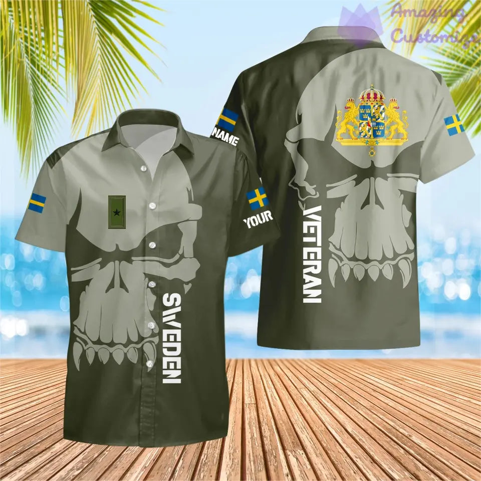 Personalized Sweden  Soldier/ Veteran Camo With Name And Rank Hawaii Shirt 3D Printed  - 1602240001