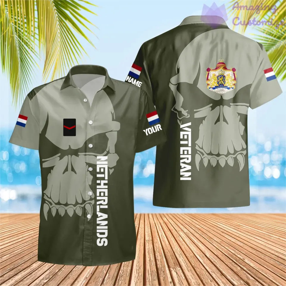 Personalized Netherlands Soldier/ Veteran Camo With Name And Rank Hawaii Shirt 3D Printed  - 1602240001