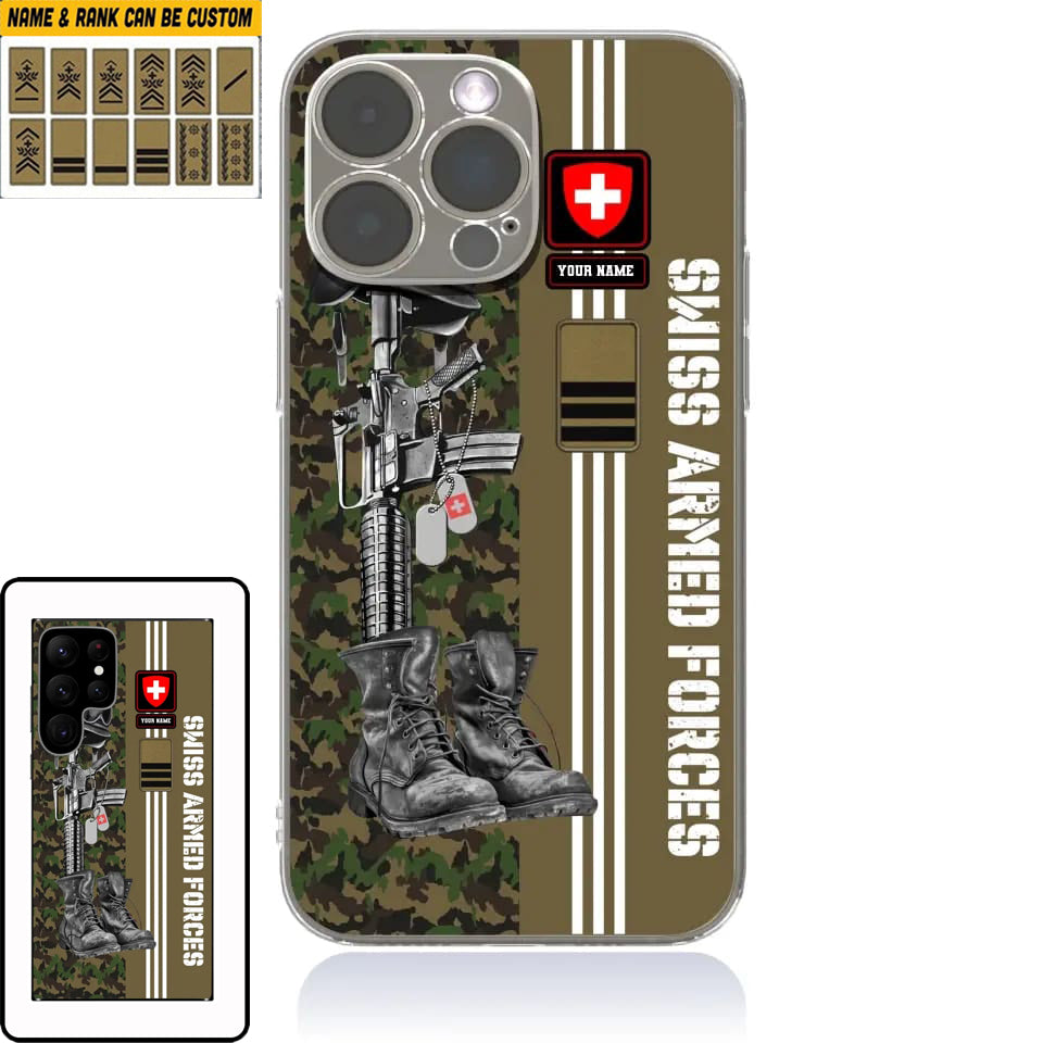 Personalized Swiss Soldier/Veterans With Rank, Name Phone Case Printed - 0403240001