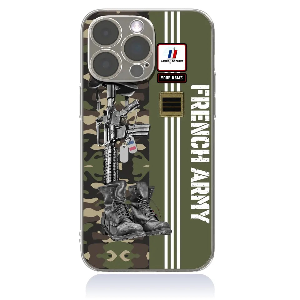 Personalized France Soldier/Veterans With Rank, Name Phone Case Printed - 0403240001