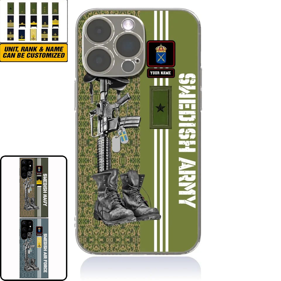 Personalized Sweden Soldier/Veterans With Rank, Name Phone Case Printed - 0403240001