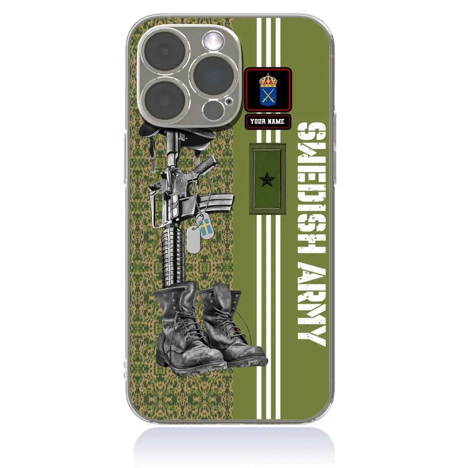 Personalized Sweden Soldier/Veterans With Rank, Name Phone Case Printed - 0403240001